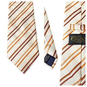 Umberto Frasi Italian Silk Ivory Striped Designer Men’s Tie